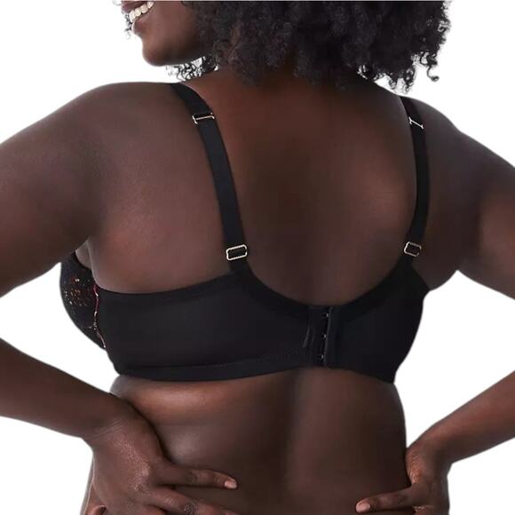 Cacique Collection Seriously Sexy Floral Print Bra 42C Black Floral Lace - Picture 2 of 11